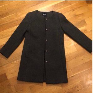 Madewell Long Grey Collarless Coat